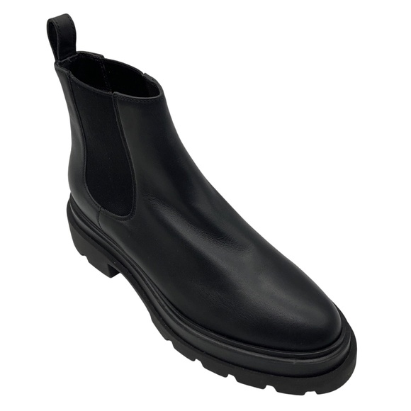 SANTONI BLACK LEATHER PULL ON CHELSEA BOOTS - Picture 1 of 8